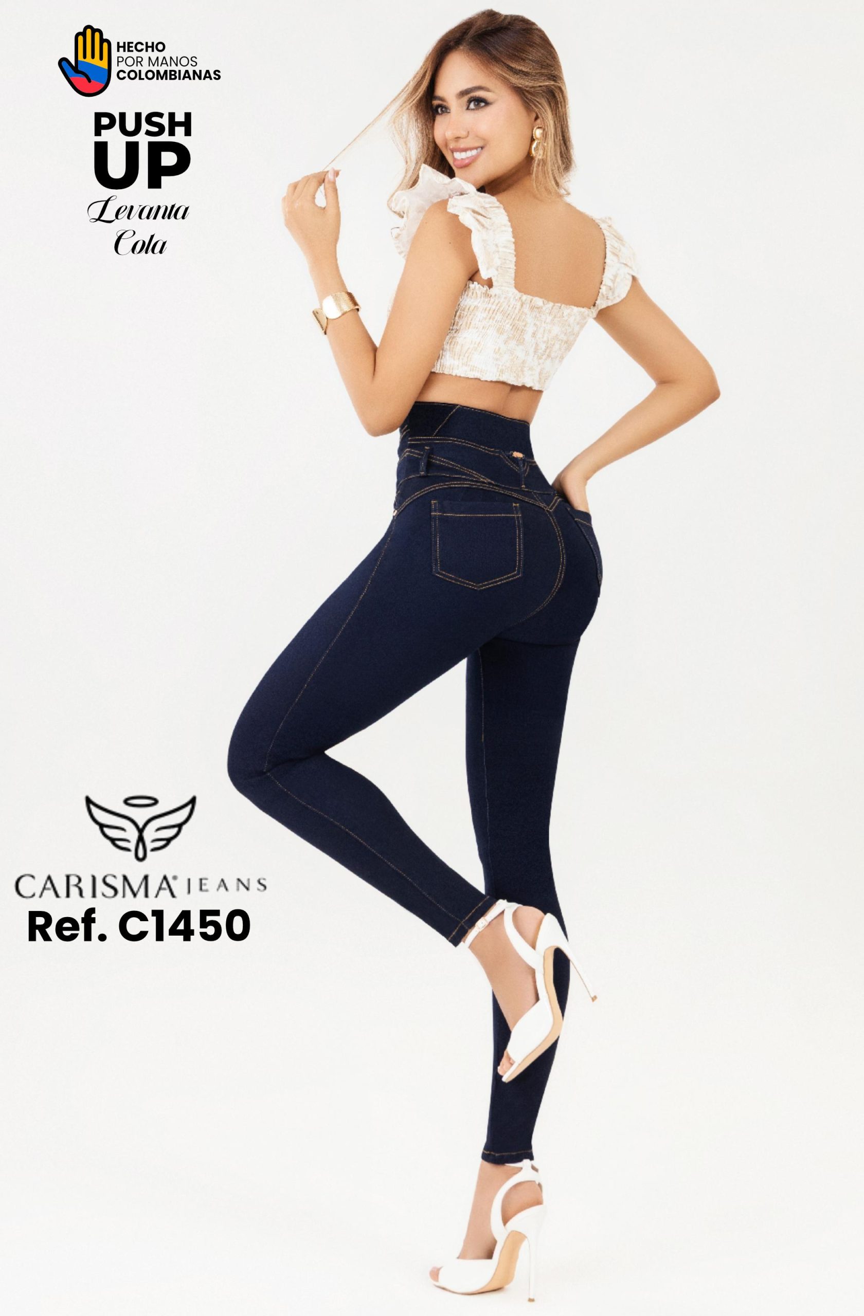 Jeans Colombiano 5 Botones Realce Total Ref. C1450 - Imagen 2