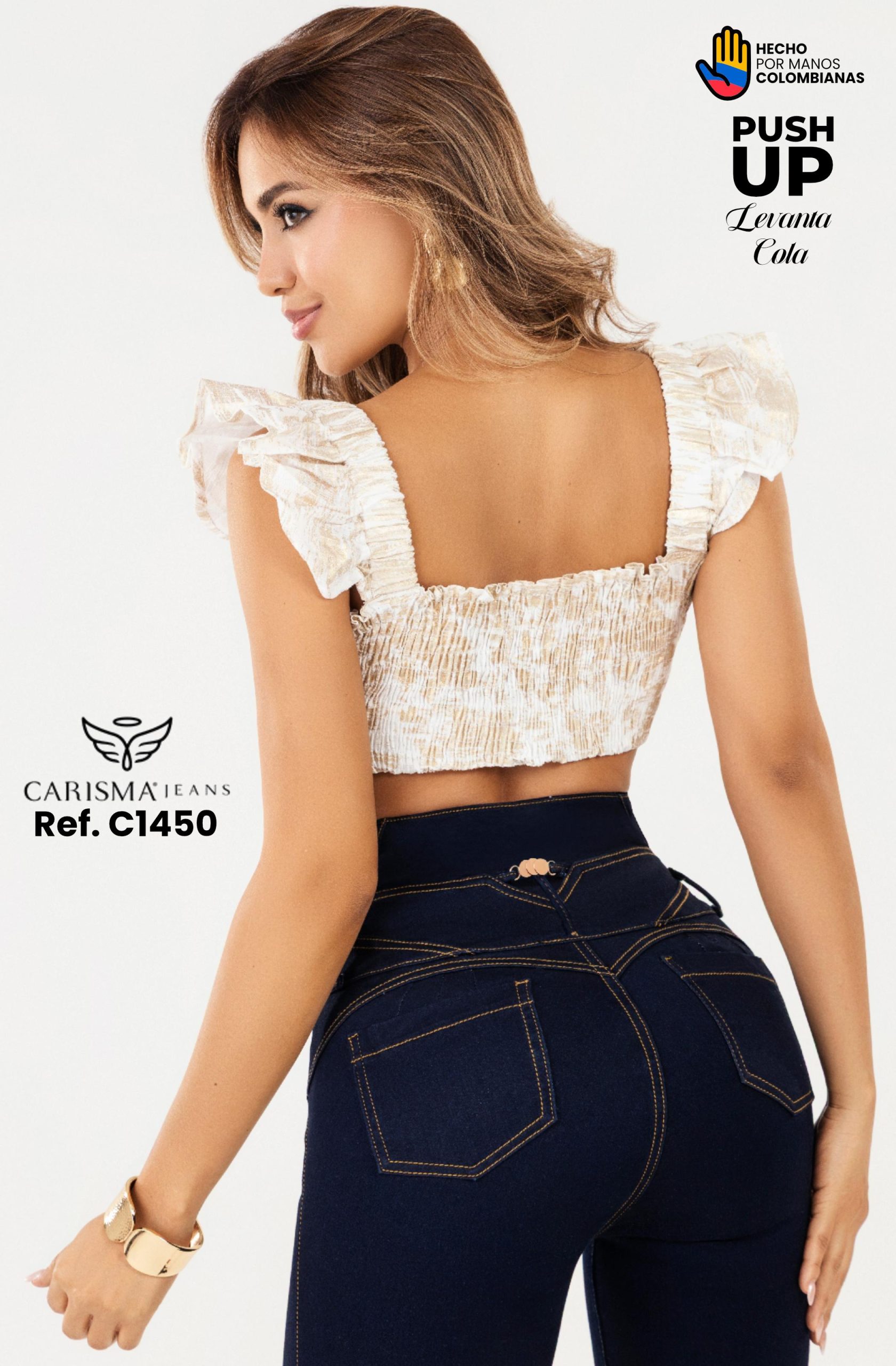 Jeans Colombiano 5 Botones Realce Total Ref. C1450 - Imagen 3