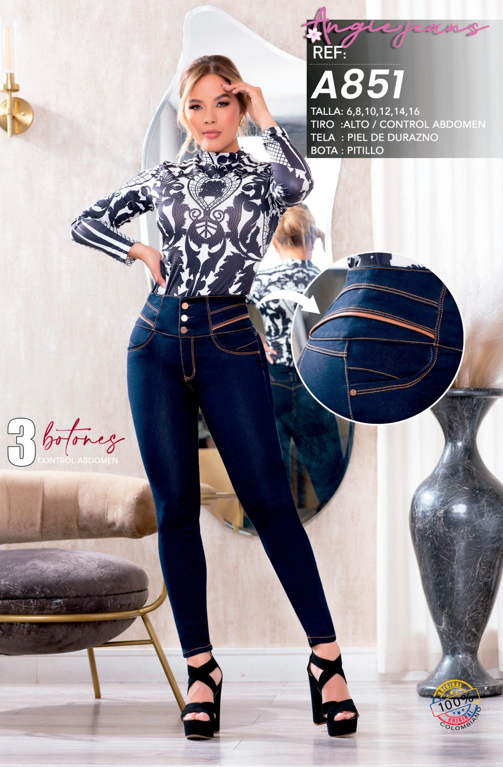 Jeans Colombianos Push Up Ref. A851