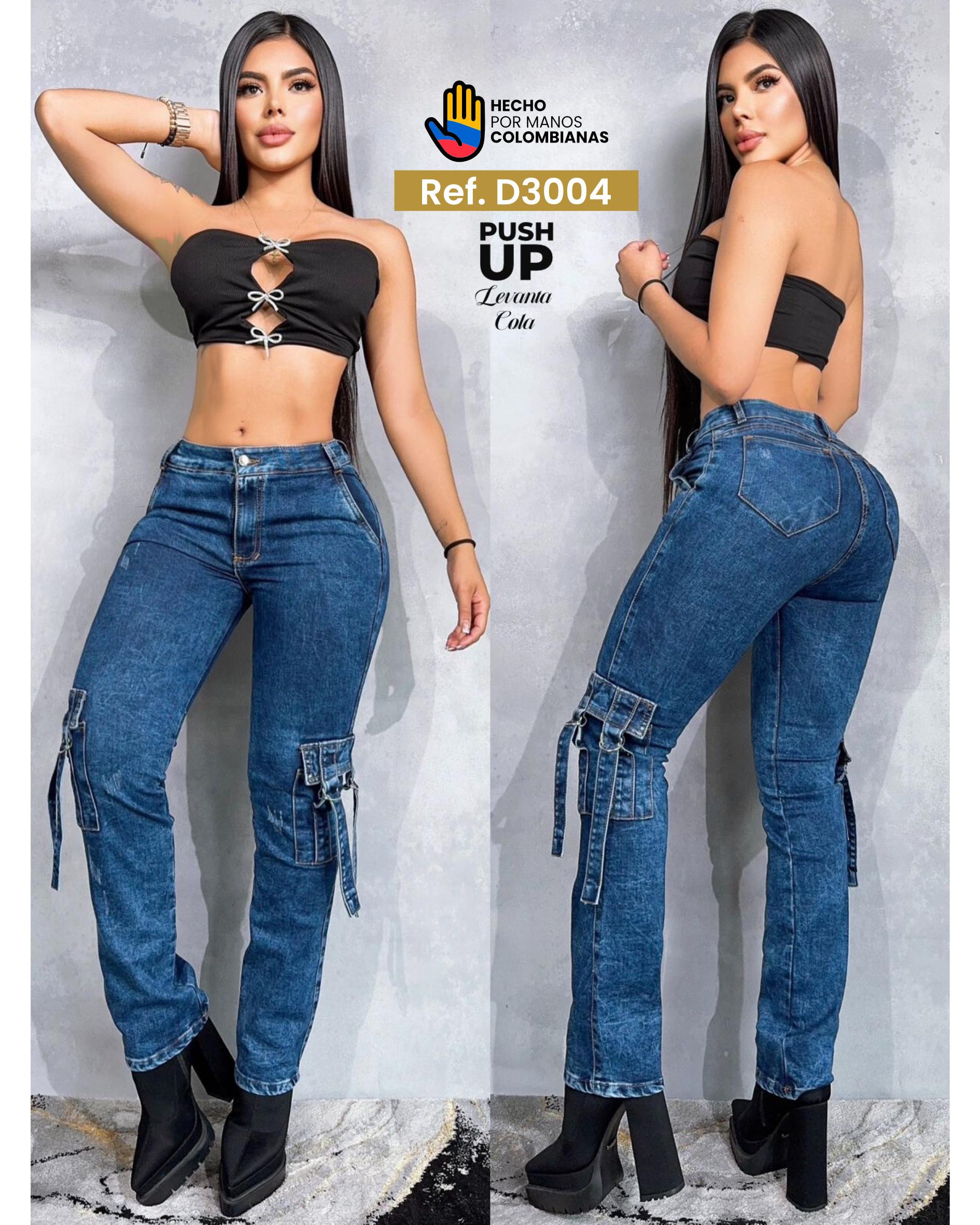 Pantalón Jeans Cargo Lycrado Ref. D3004
