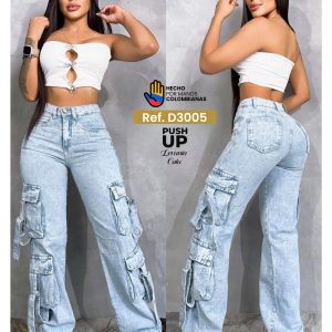 Pantalón Jeans Cargo Hielo Correa Ref. D3005