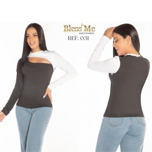 Blusa Colombiana de Manga Larga Duotono Ref. BM031